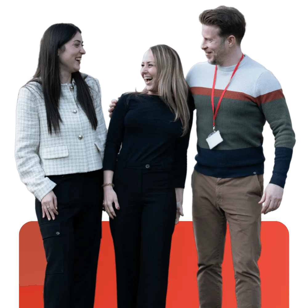 Three colleagues talking